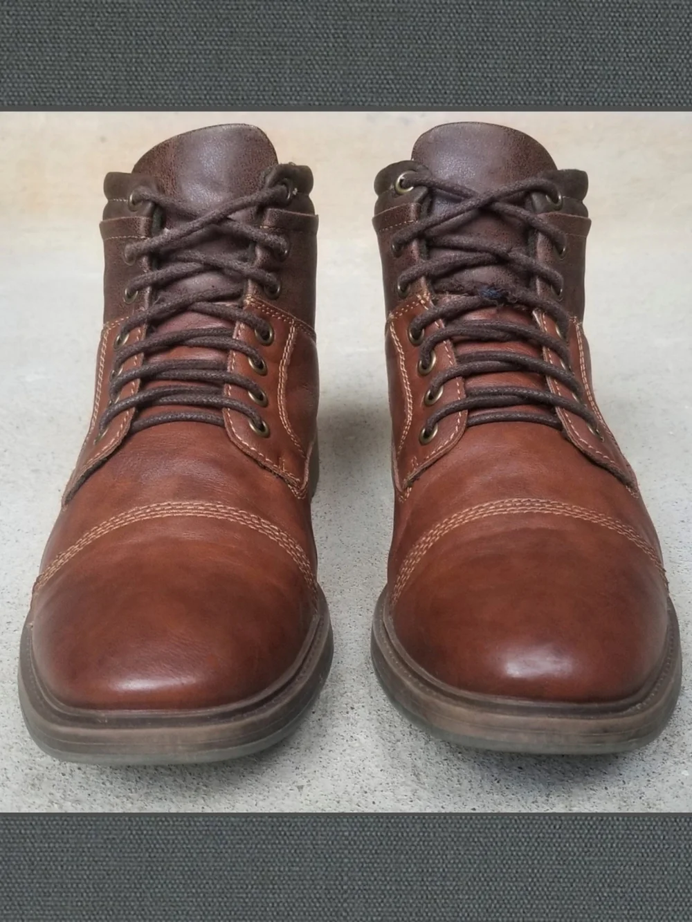 w/ Box Men's 8 Service Boots Chestnut Brown Cap Toe Chukka Wool Faux Leather